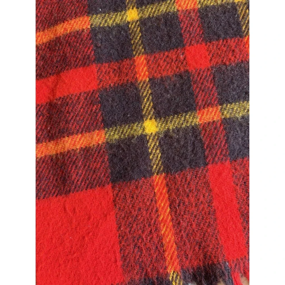 Vintage Faribo Acrylic Blanket Plaid Red Black Yellow 54